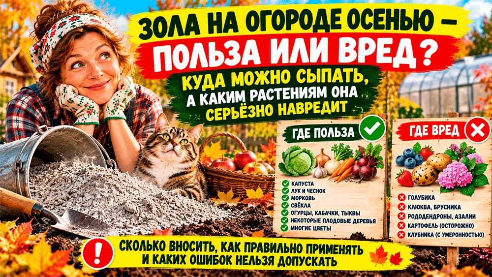 🔥 Зола на огороде осенью – куда её можно сыпать и каким растениям она способна серьёзн...