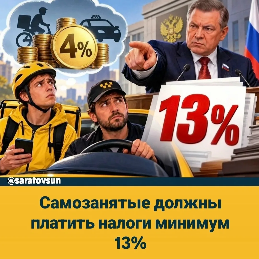 💰 Самозанятые должны платить налоги минимум 13%