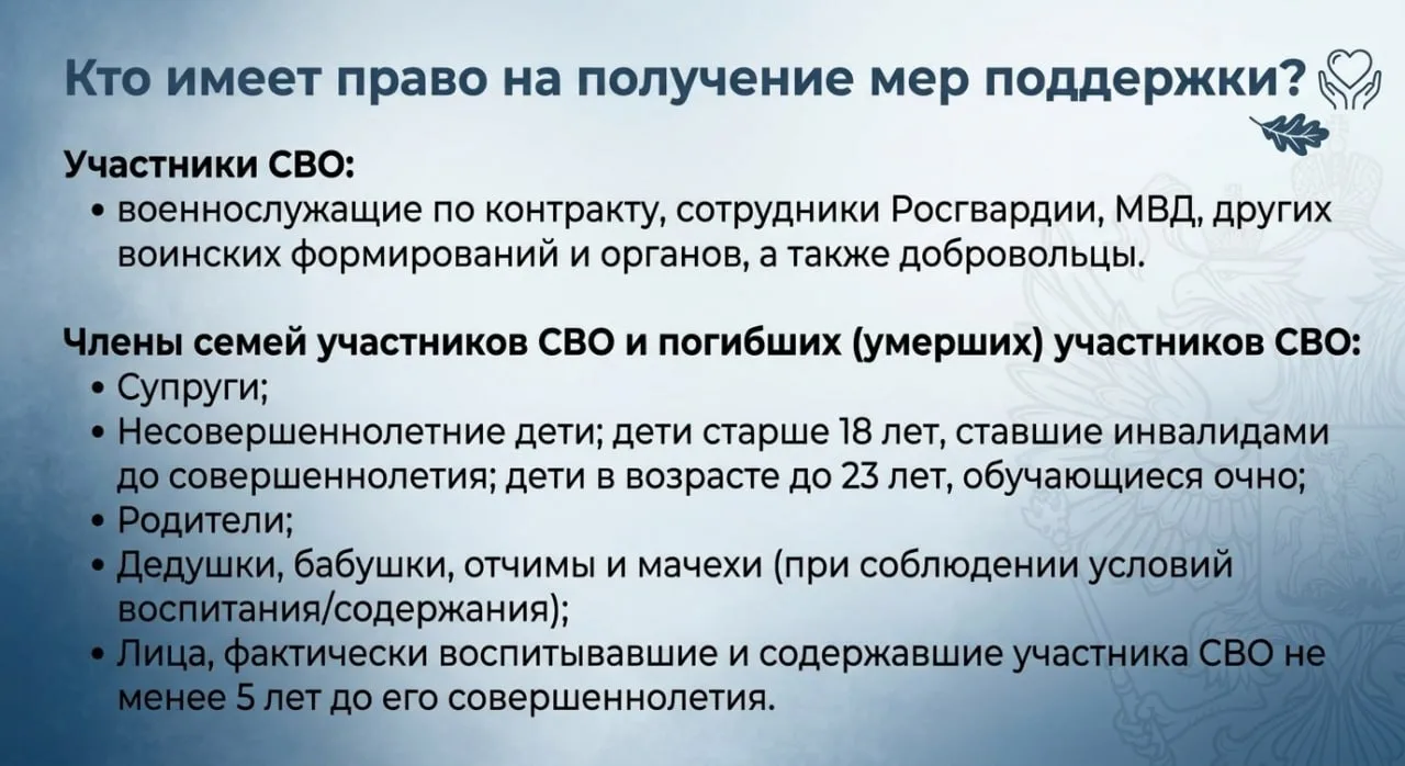 О дополнительных мерах социальной поддержки участников СВО и членов их семей