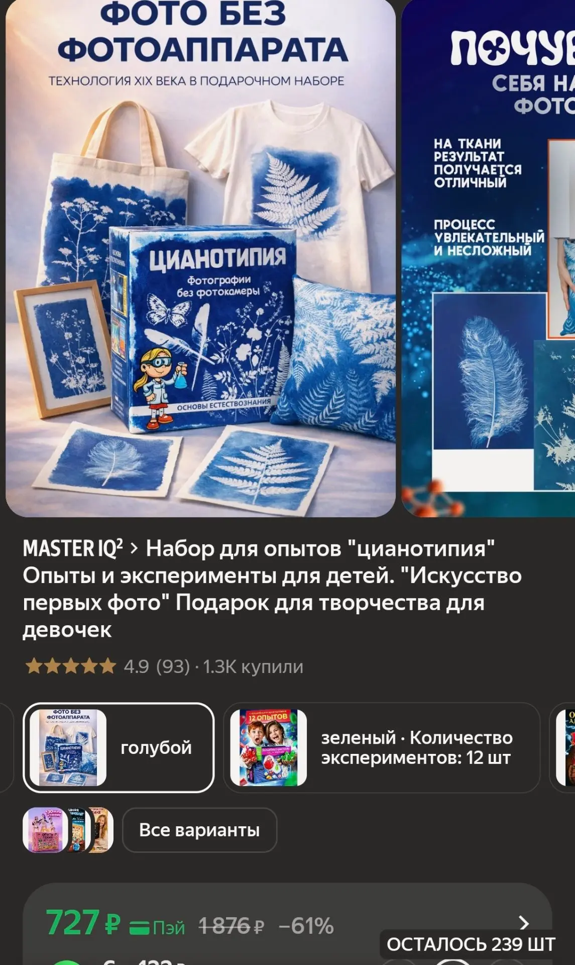 Набор для творческих опытов Master IQ «Цианотипия»