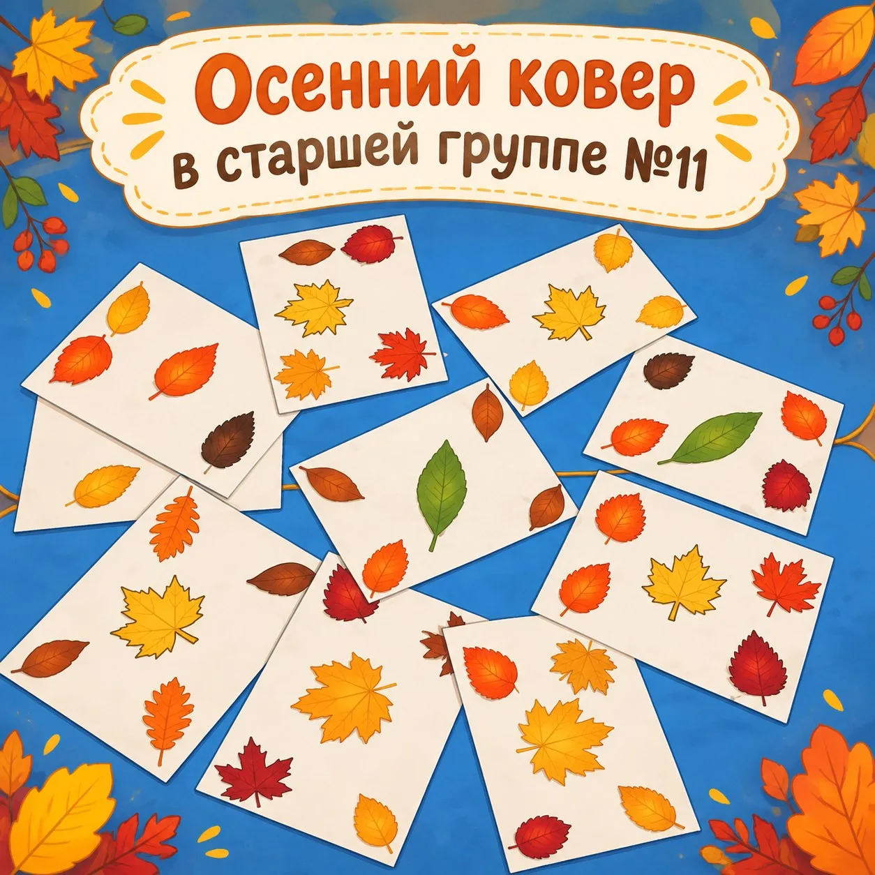 🍂 Осеннее волшебство в старшей группе №11 аппликация «Осенний ковер»🍁🍂🍃