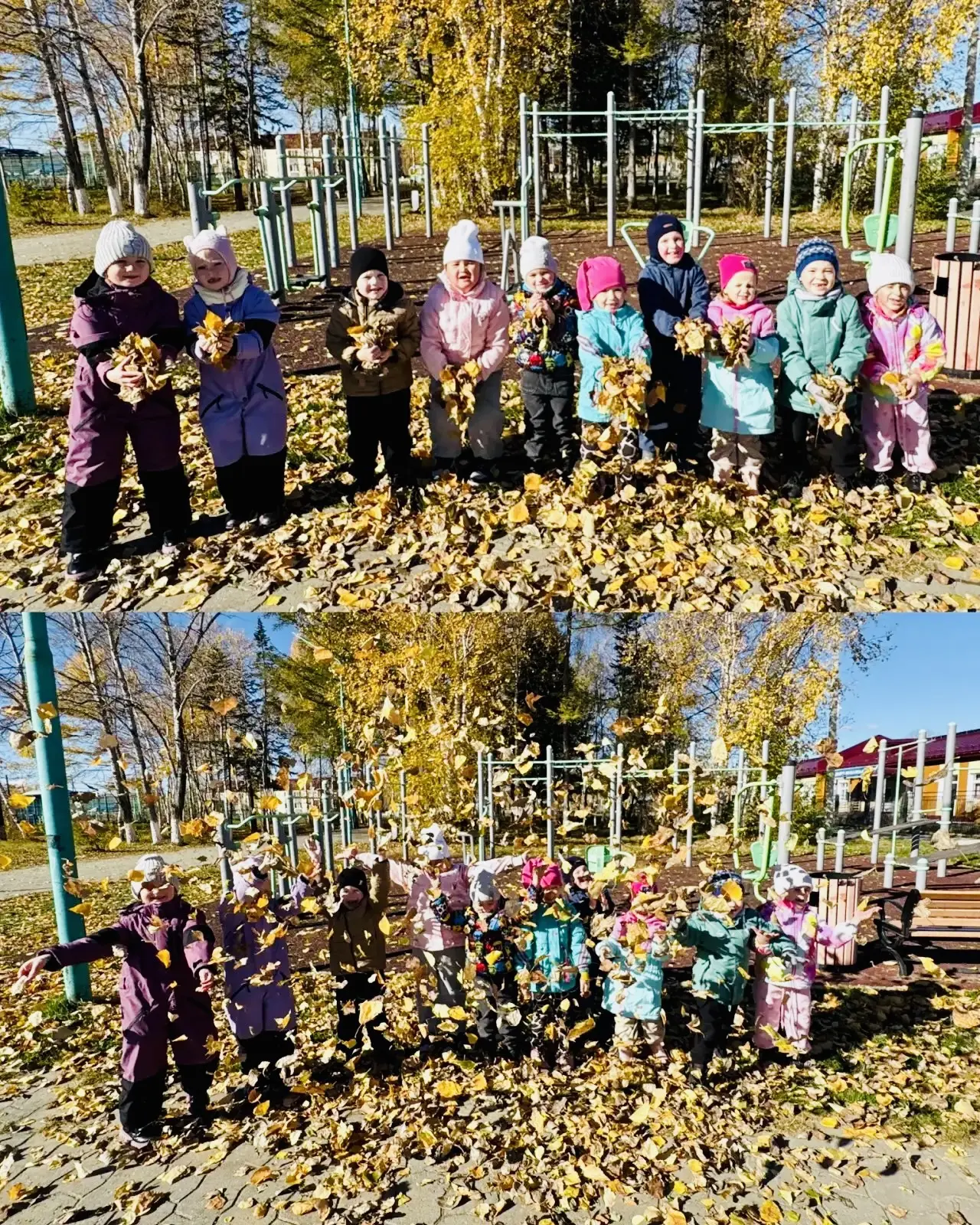 🍂 Золотой дождь из листьев: наша веселая осенняя прогулка! 🍁