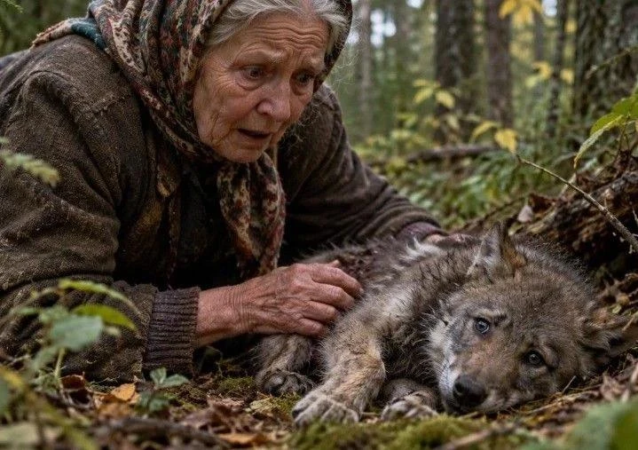 СТАРУШКА НАШЛА УМИРАЮЩЕГО ВОЛЧОНКА В ЛЕСУ…