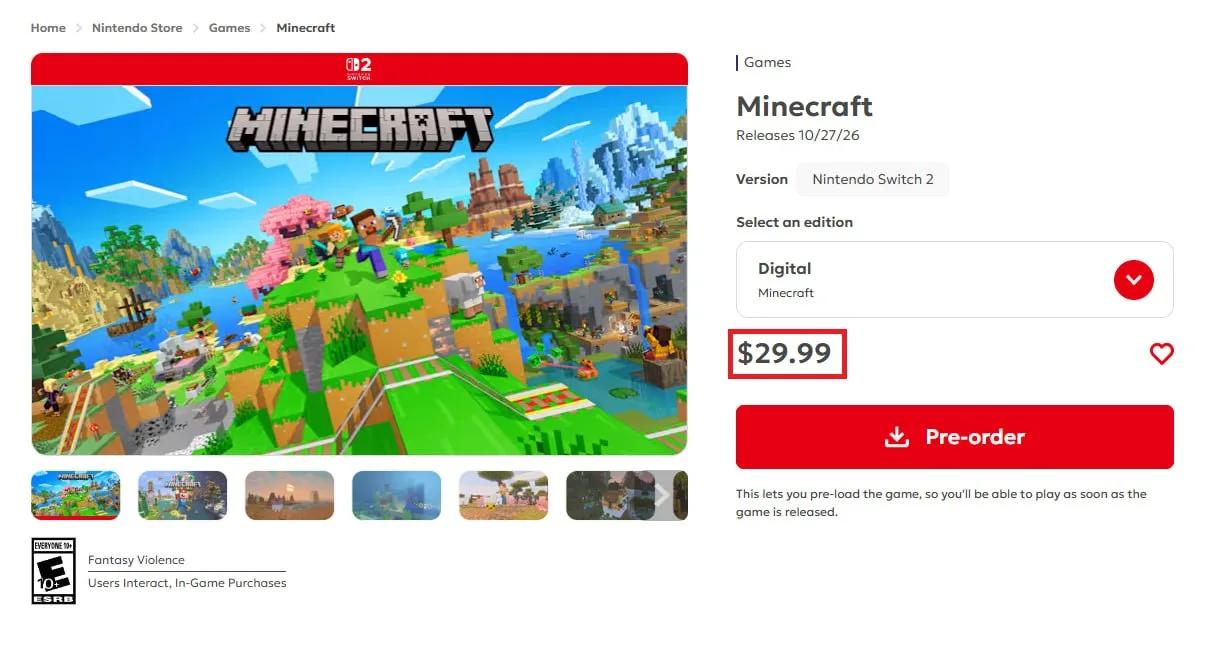 Если у вас уже есть версия Minecraft для Switch 1, то вы можете бесплатно получить нати...