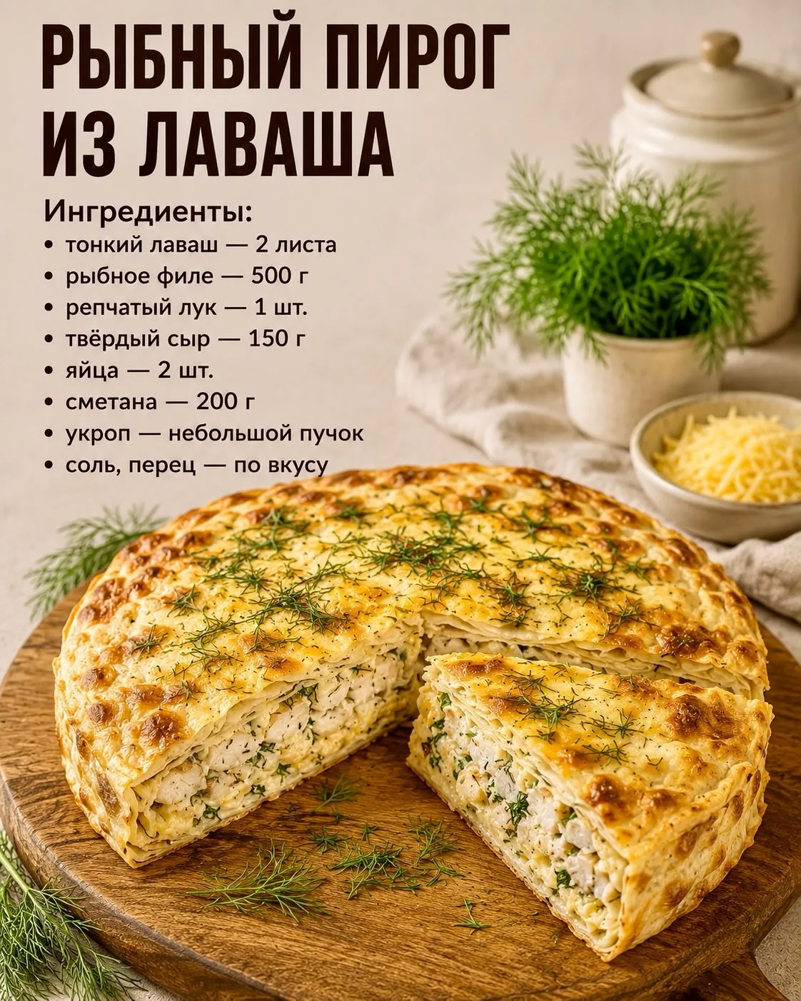 РЫБНЫЙ ПИРОГ ИЗ ЛАВАША.