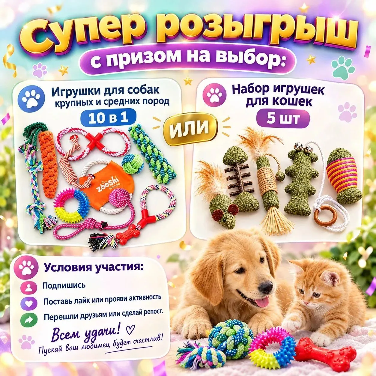 🐕‍🦺РОЗЫГРЫШ НАБОР ИГРУШЕК ДЛЯ СОБАК ИЛИ КОШЕК😺