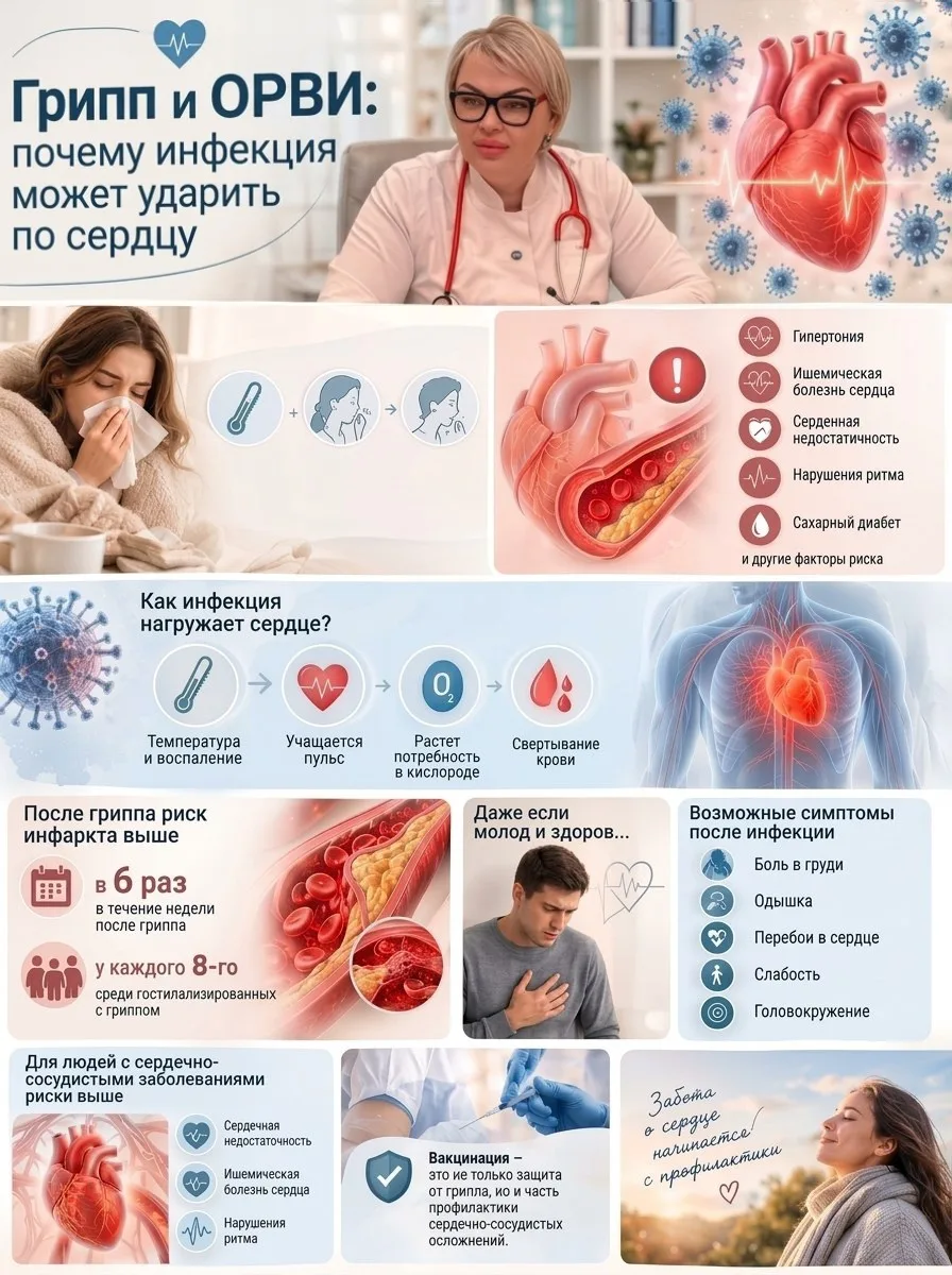 Грипп и ОРВИ: почему инфекция может ударить по сердцу.