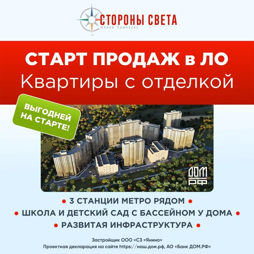 ЖК "Стороны света". Готовые 1к кв. с отделкой - 6 млн ₽!