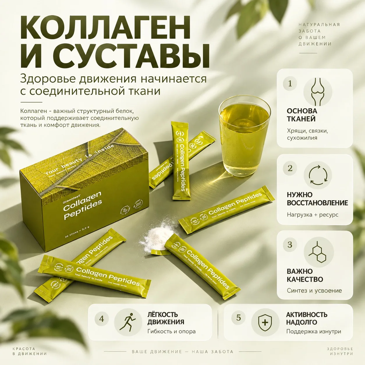 КОЛЛАГЕН И СУСТАВЫ: ПОЧЕМУ ЗДОРОВЬЕ ДВИЖЕНИЯ НАЧИНАЕТСЯ С СОЕДИНИТЕЛЬНОЙ ТКАНИ
