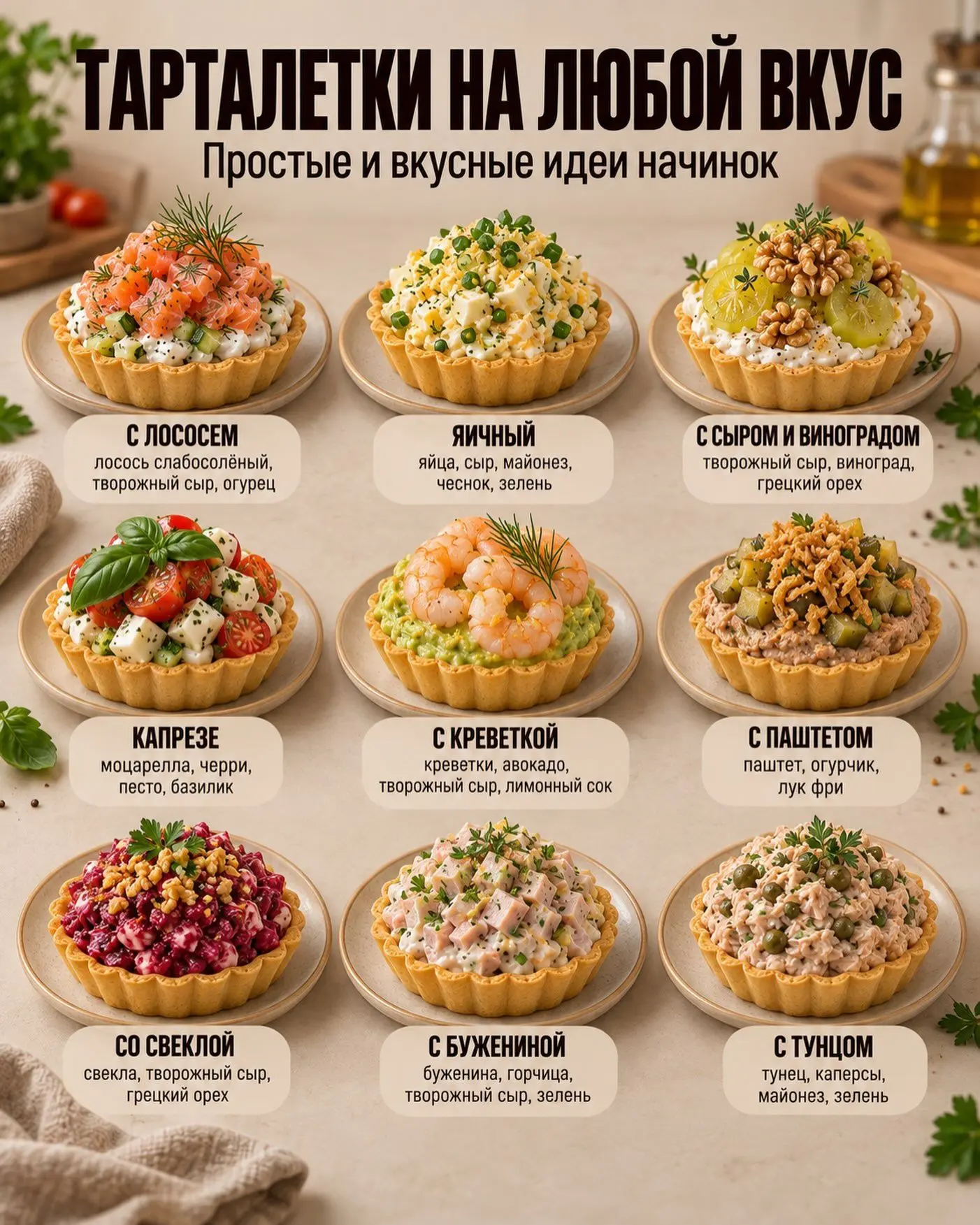 🔥 ТАРТАЛЕТКИ НА ЛЮБОЙ ВКУС — 6 НАЧИНОК, КОТОРЫЕ ХОЧЕТСЯ ПОПРОБОВАТЬ ВСЕ