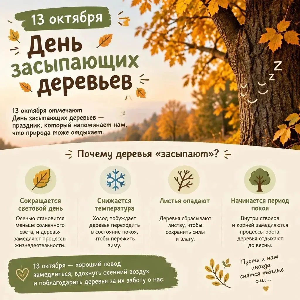 🍂 13 октября — День засыпающих деревьев