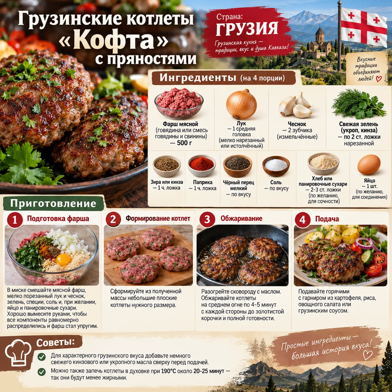 Грузинские котлеты — "кофта" с пряностями                                              ...