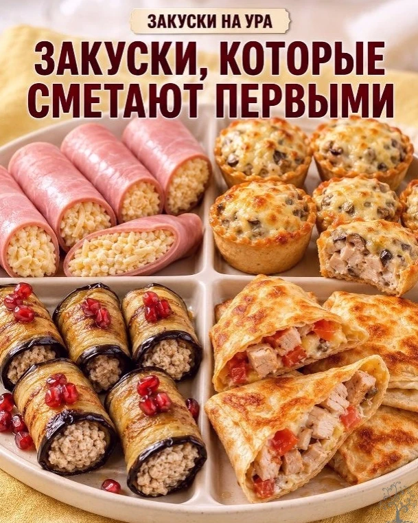 Рулетики из ветчины с сырной начинкой 🧀