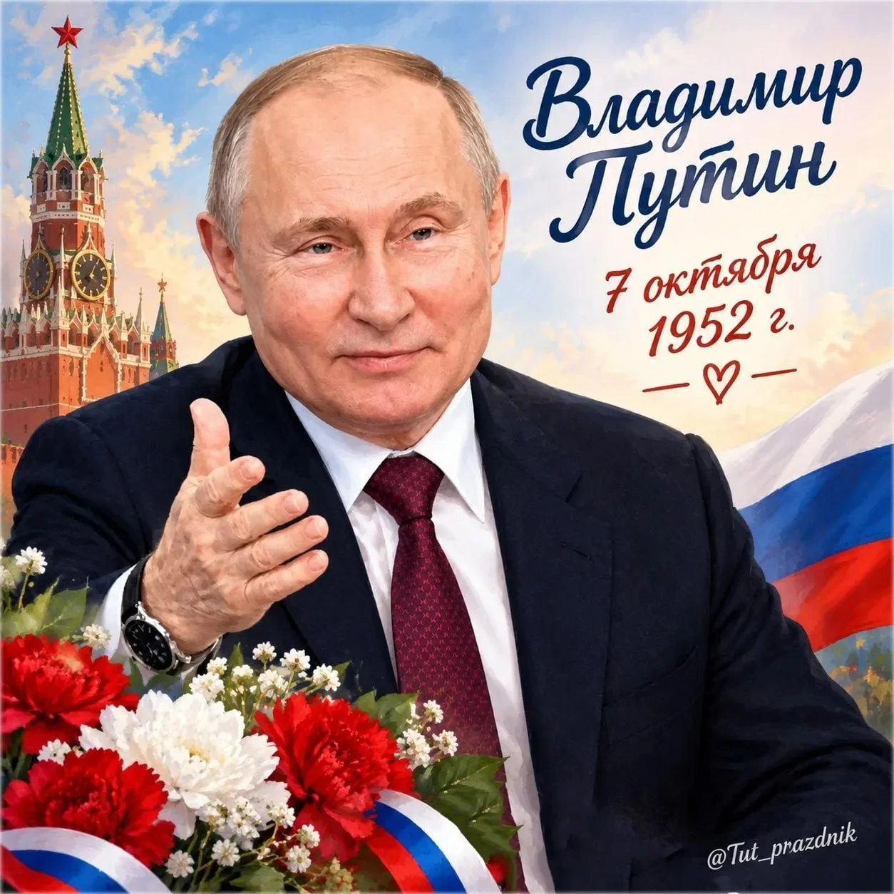 🎂🇷🇺 Сегодня день рождения отмечает Президент Российской Федерации Владимир Владимиро...