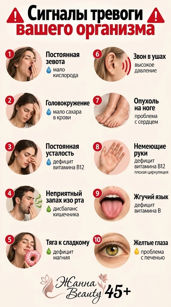 ⚠️ СИГНАЛЫ ТРЕВОГИ ВАШЕГО ОРГАНИЗМА ⚠️