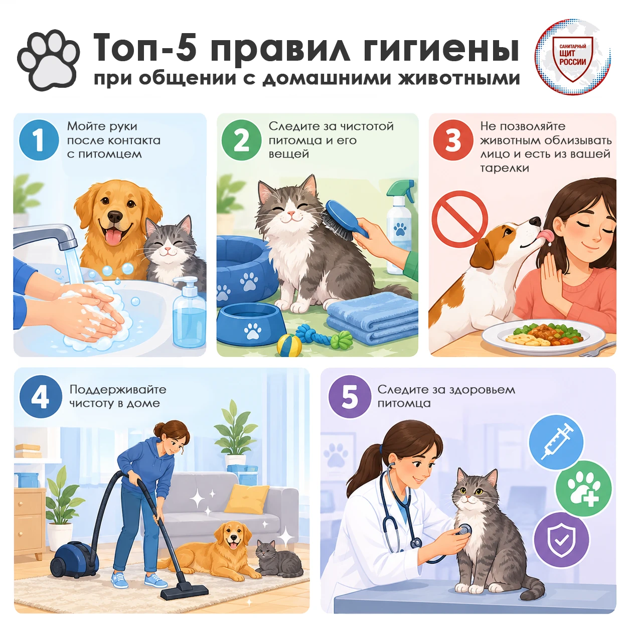🐕🐈 Забота о питомце — это не только любовь, но и гигиена! Вот простые правила, чтобы ...