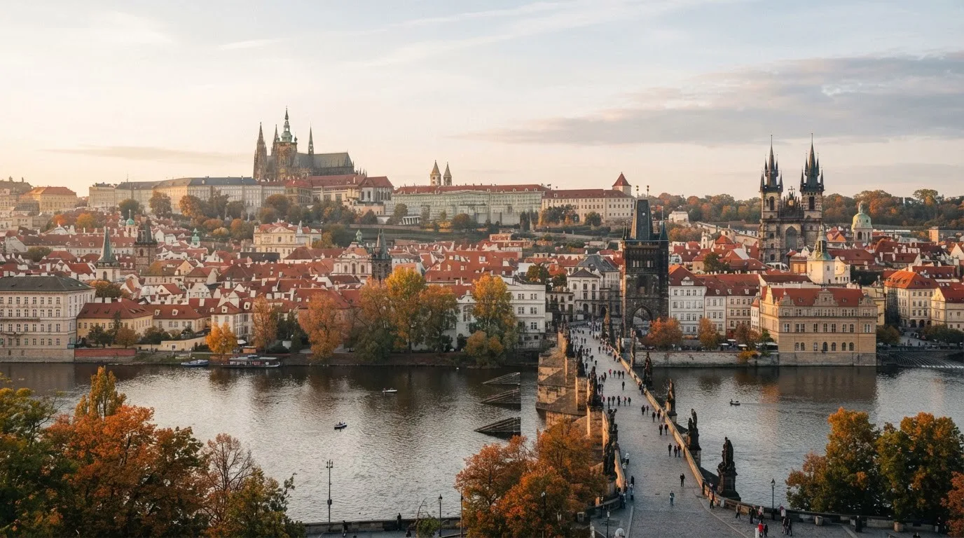Исторический центр Праги привлекает внимание своей хорошо сохранившейся средневековой а...