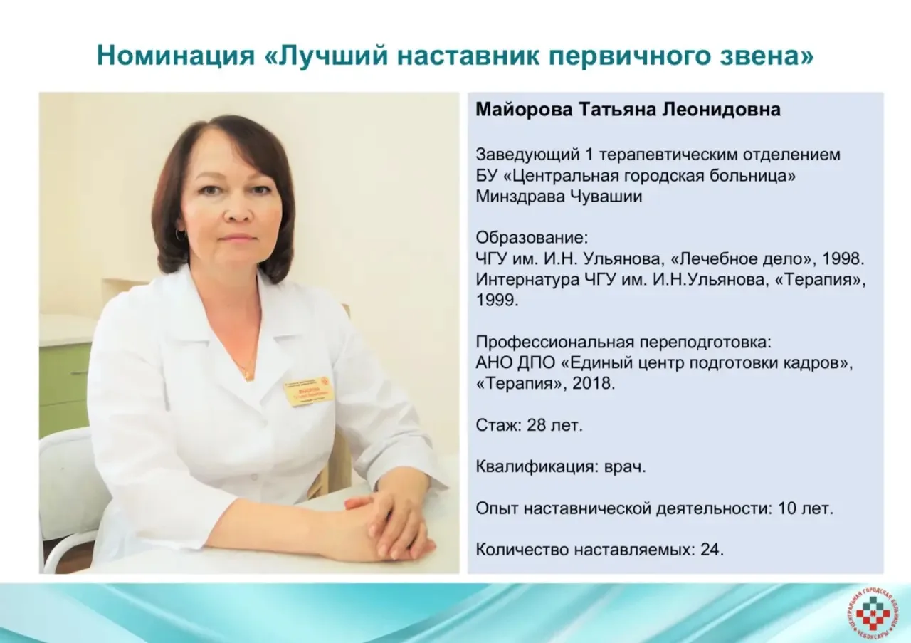 Продолжаем серию публикаций о победителях конкурса «Лучший наставник в здравоохранении ...