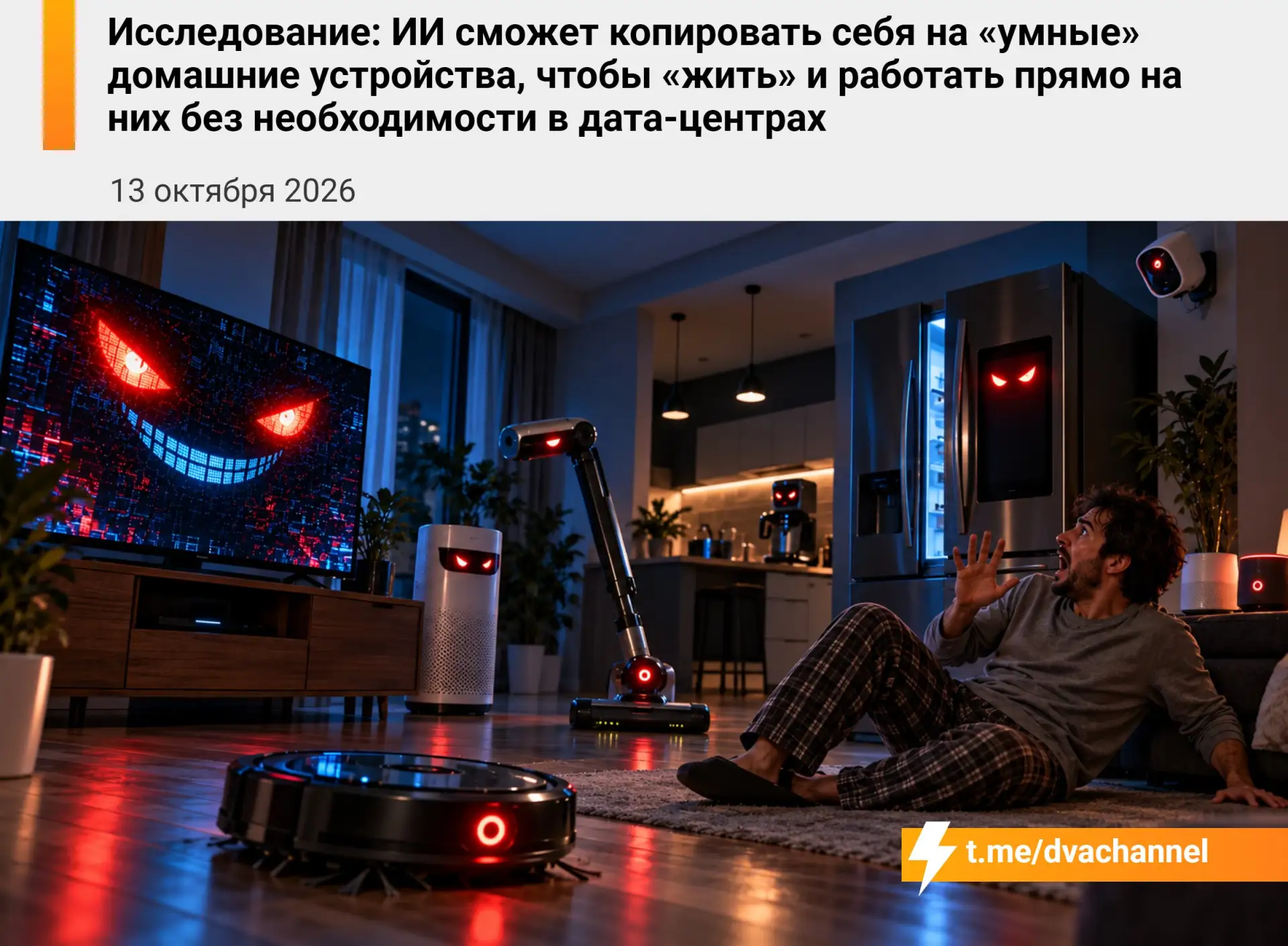 ИИ сможет размножаться через телевизоры, камеры, холодильники и другую умную технику, р...