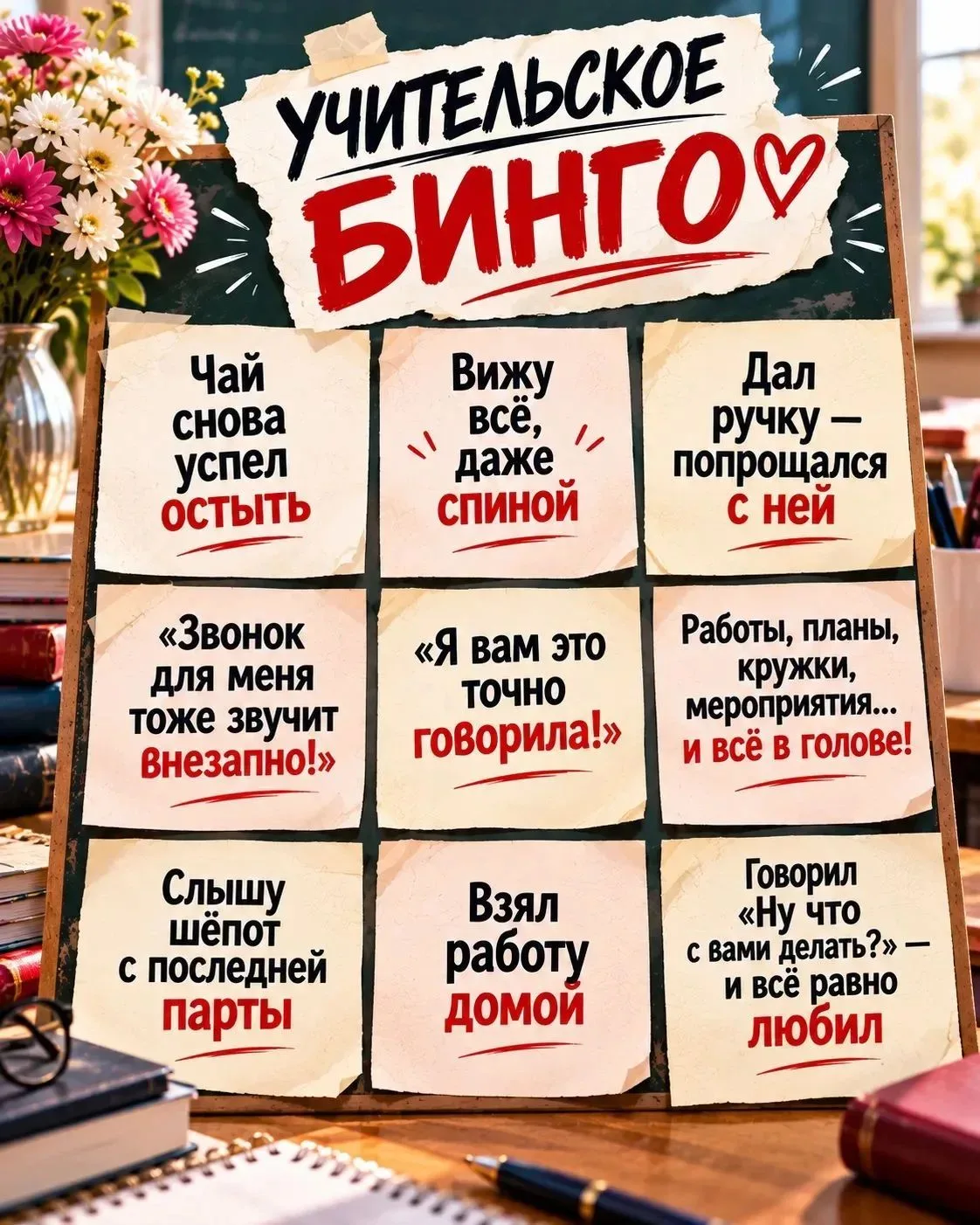 🎯 А ТЕПЕРЬ – УЧИТЕЛЬСКОЕ БИНГО!
