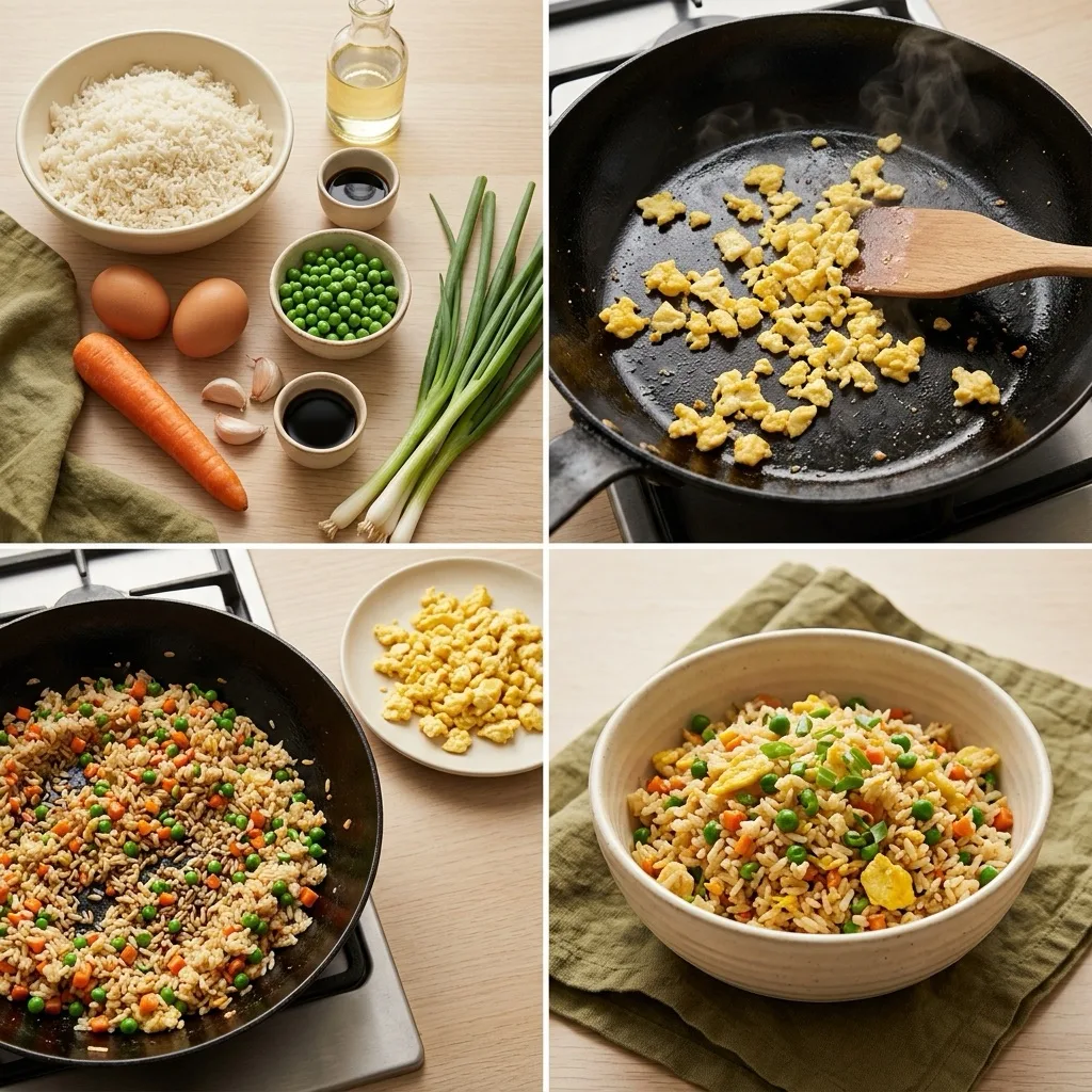 🍚 Жареный рис с яйцом и овощами