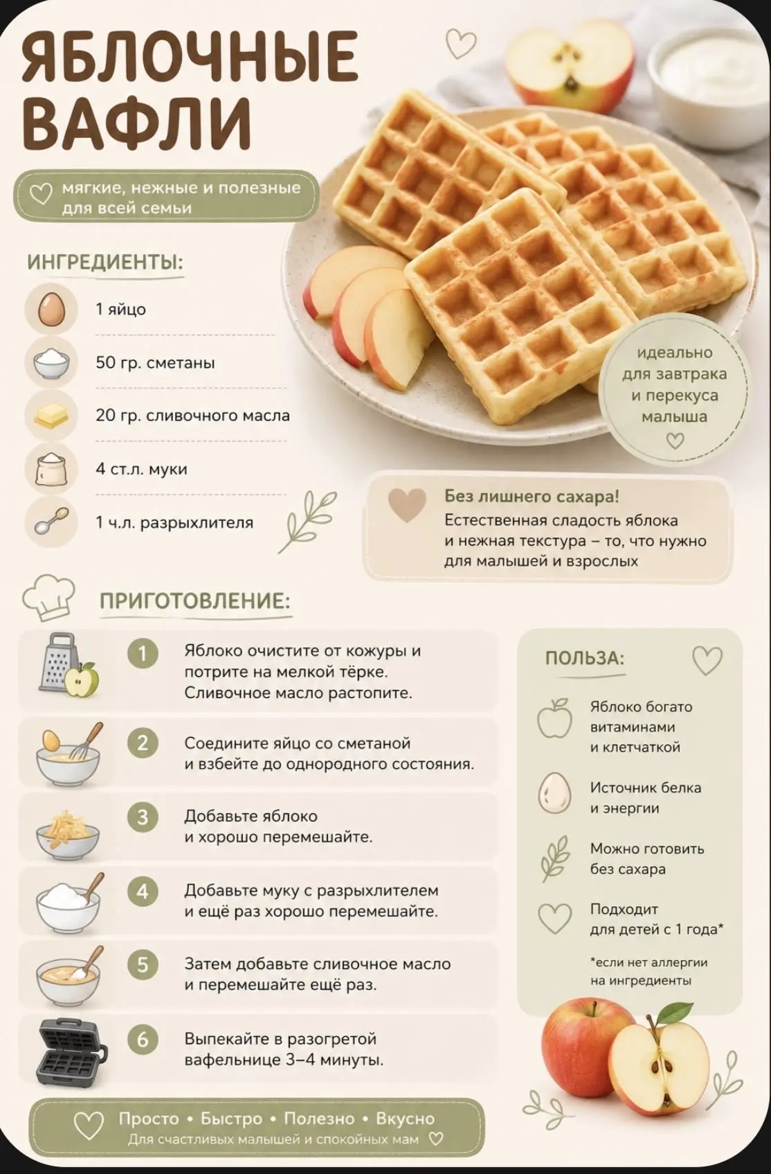 Яблочные вафли 🧇 🍏