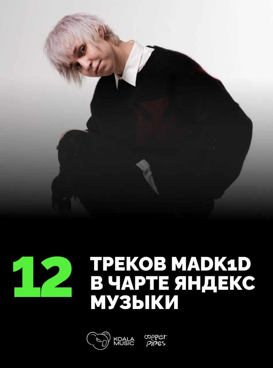 ⚡️ 12 треков madk1d в чарте Яндекс Музыки