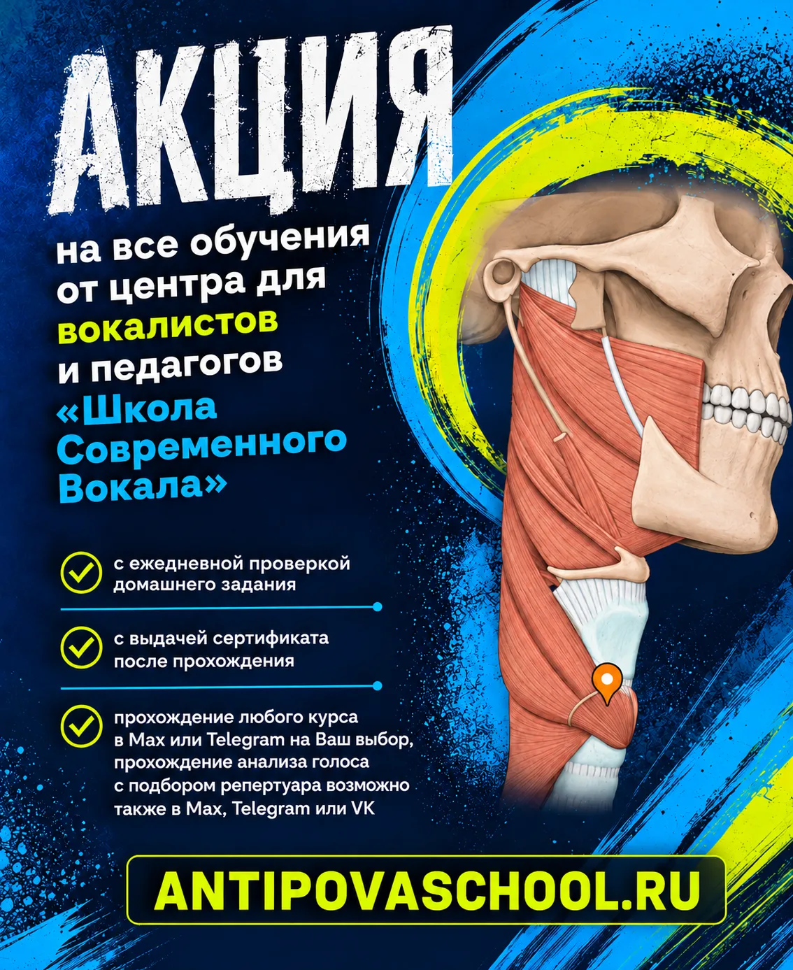 Акция на все месячные обучения центра для вокалистов и педагогов «Школа Современного Во...