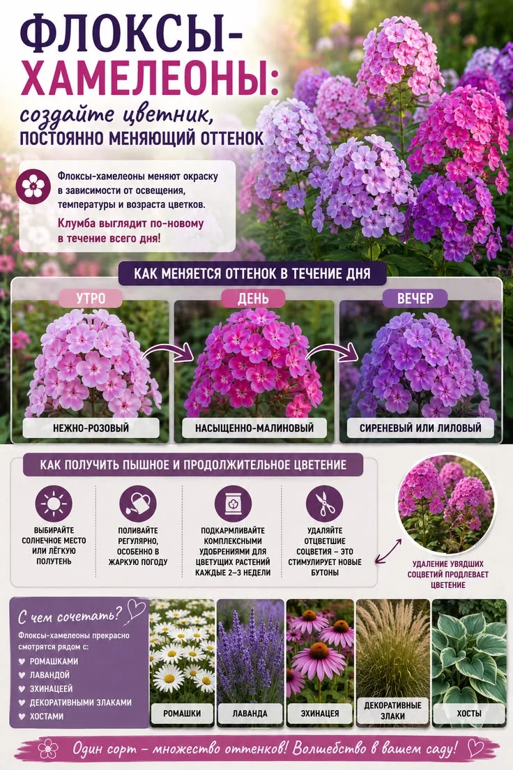 Флоксы- хамелеоны: создайте цветник,постоянно меняющий оттенок