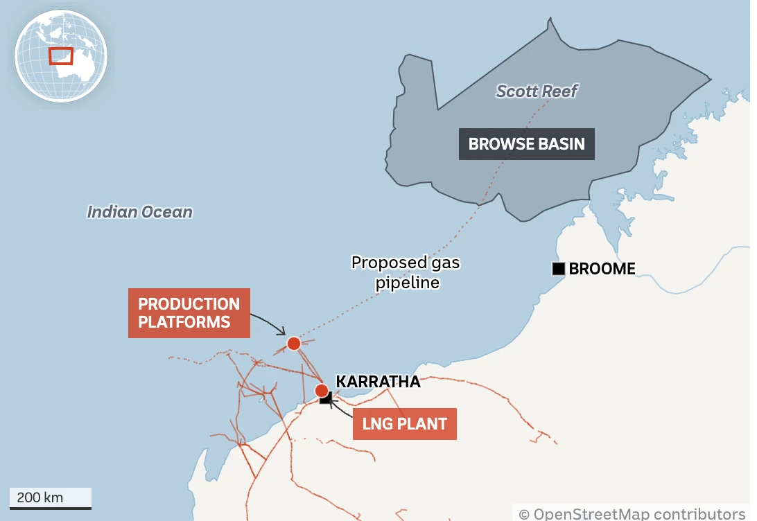 По мнению правительства Западной Австралии и нефтегазового гиганта Woodside месторожден...