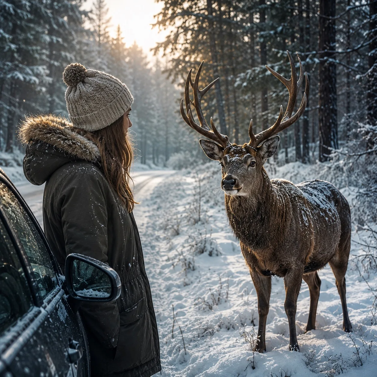 🦌 Девушка зимой сняла с оленя проволоку. Через четыре года олень начал появляться у её...