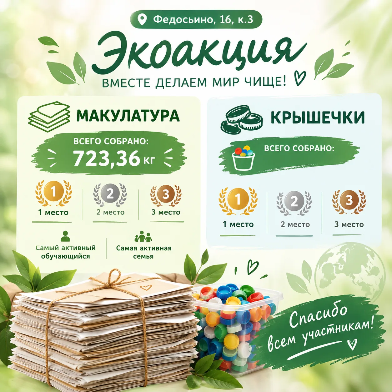 ♻️ ФЕДОСЬИНО, 16, КОРП. 3: КАЖДЫЙ КИЛОГРАММ ИМЕЕТ ЗНАЧЕНИЕ! 🌿💚