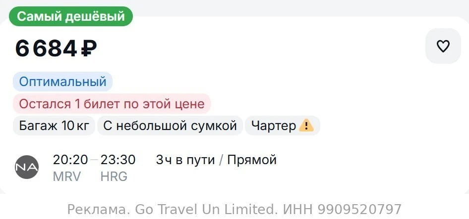 Минеральные Воды → Хургада
