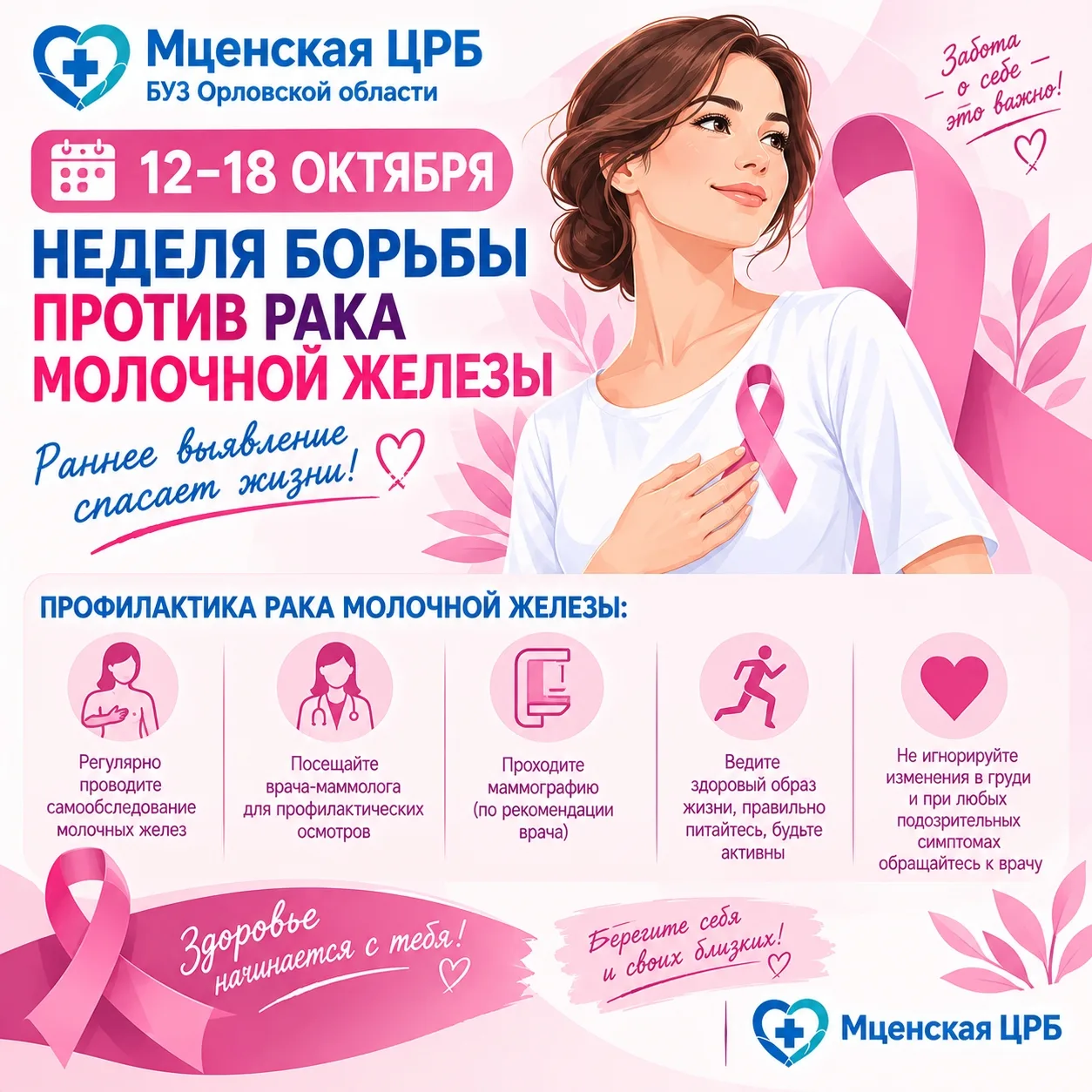 🎀 12–18 октября — Неделя борьбы против рака молочной железы