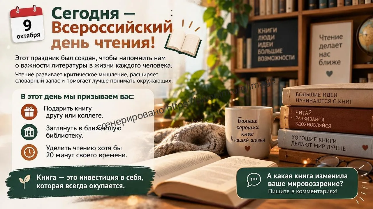 Сегодня — Всероссийский день чтения! 📖Этот праздник был создан, чтобы напомнить нам о ...
