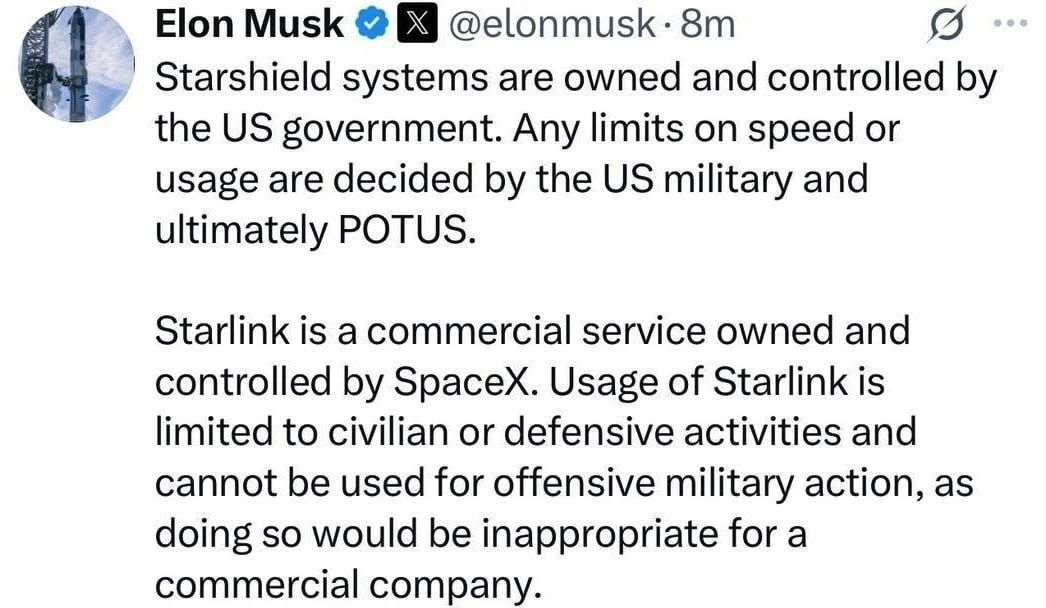 ❗️Трамп ограничил Starlink на Украине — Илон Маск заявил, что он не имеет отношения к п...