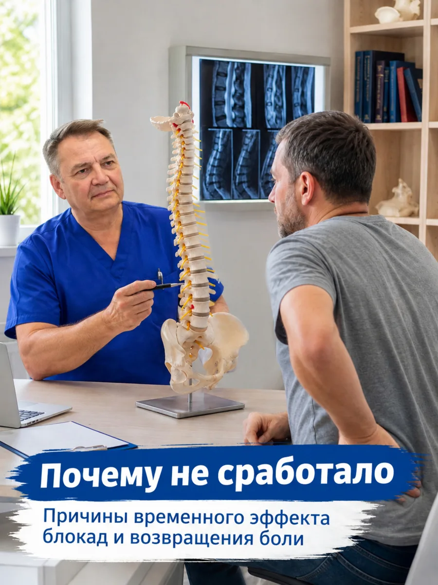 Почему не сработало: блокада сняла боль, и через день вы вернулись к работе. Но при леч...