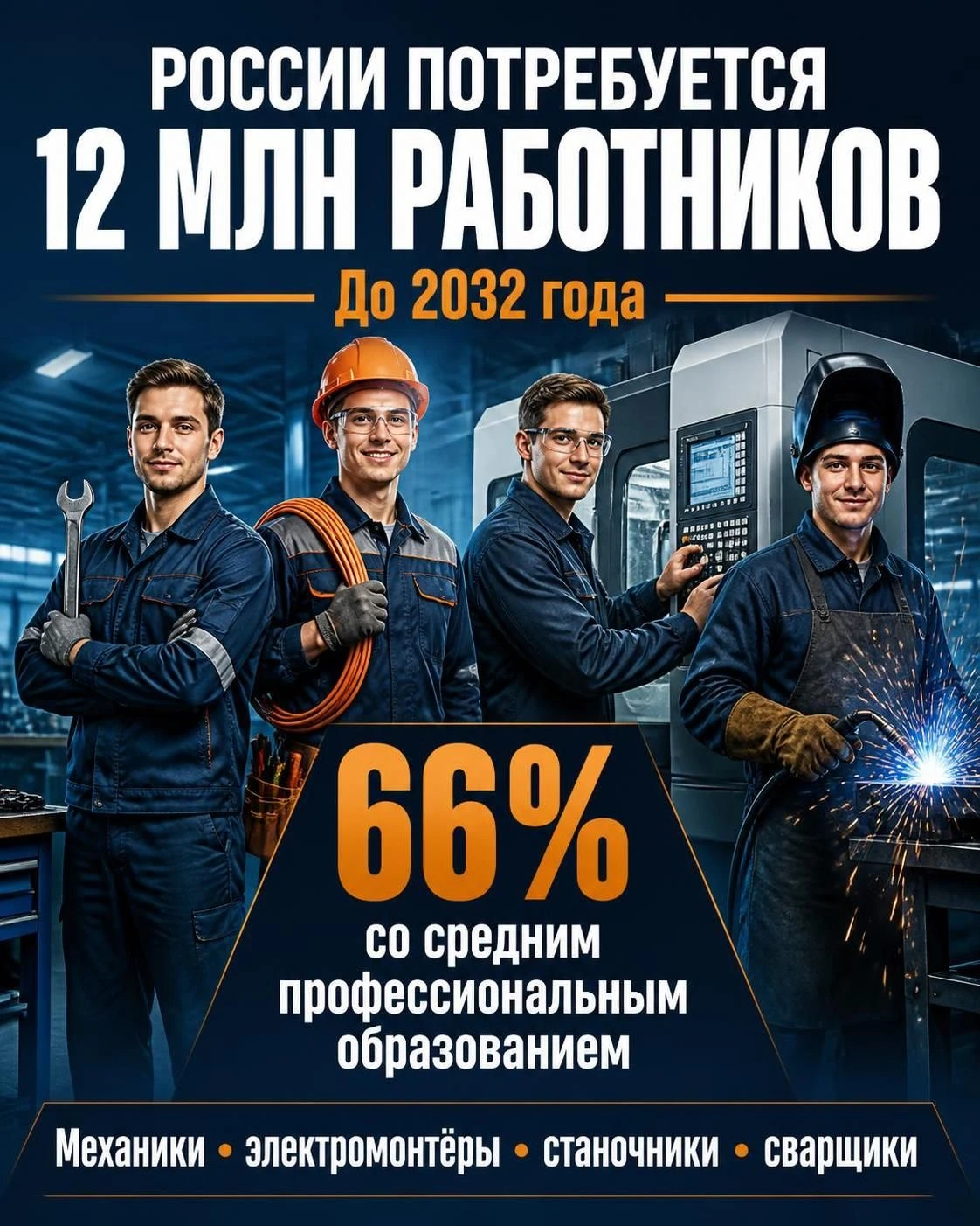 В России создадут миллионы рабочих мест для людей без высшего образования.