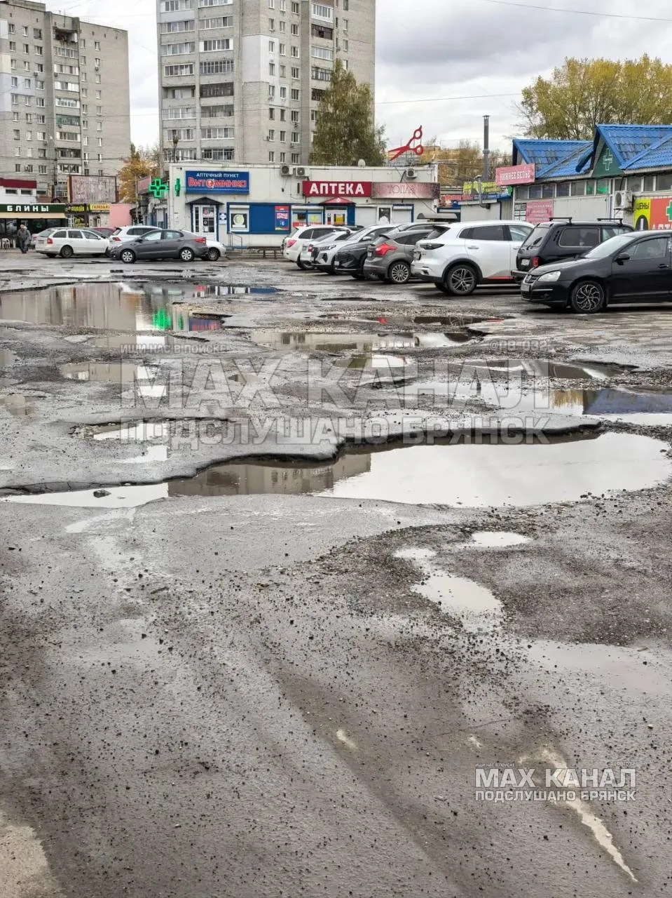 Пишут: Вот такое состояние дороги возле торгового центра на улице Мичурина, Володарског...
