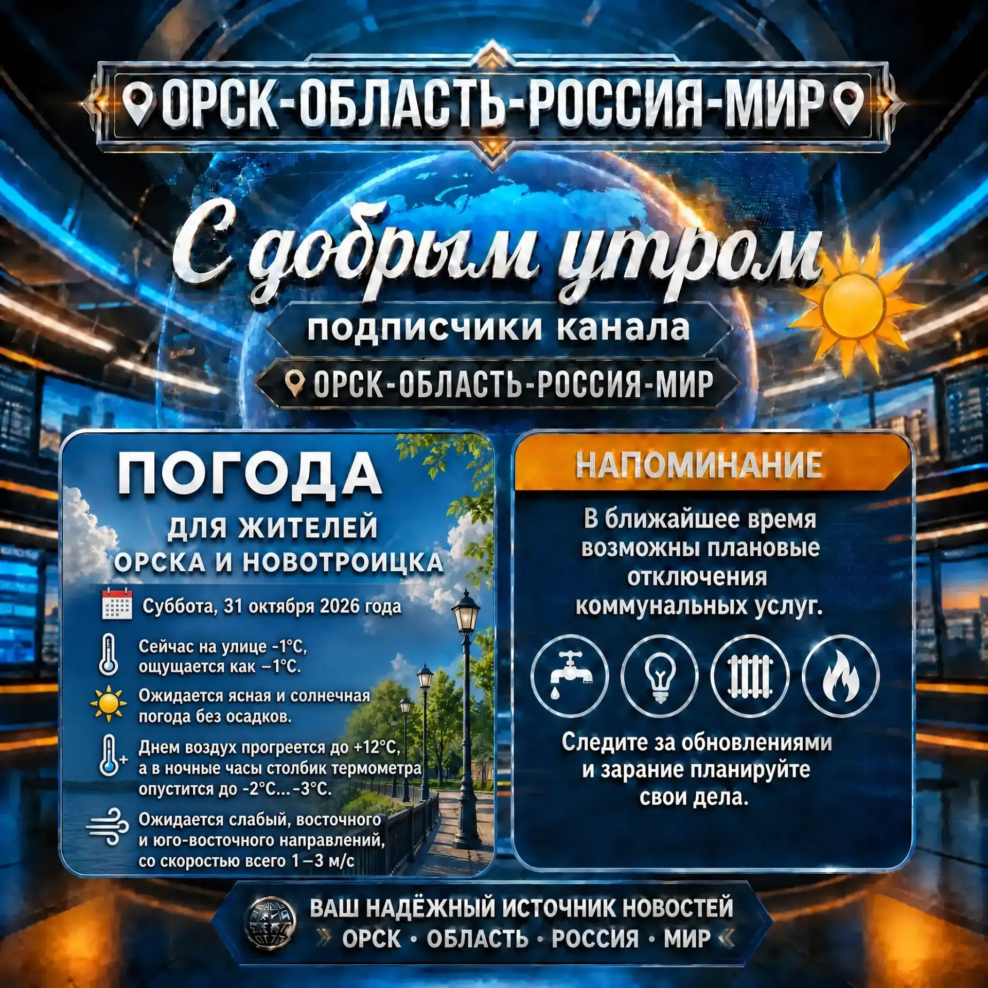 ☀️ Доброе утро, дорогие подписчики нашего канала 📌Орск-Область-Россия-Мир📌