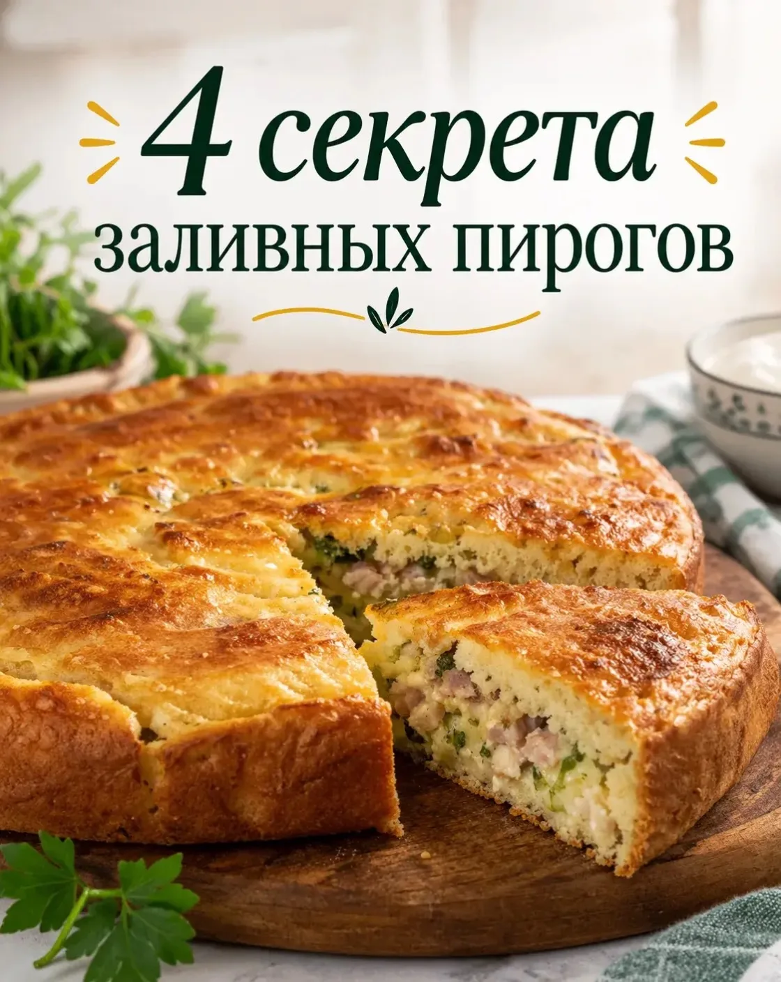 Заливной пирог — это настоящая палочка-выручалочка, ведь готовится он быстро, а получае...