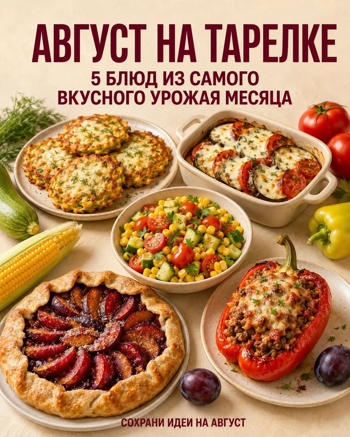 Август на тарелке — тот самый момент, когда овощи и фрукты хочется готовить каждый день...
