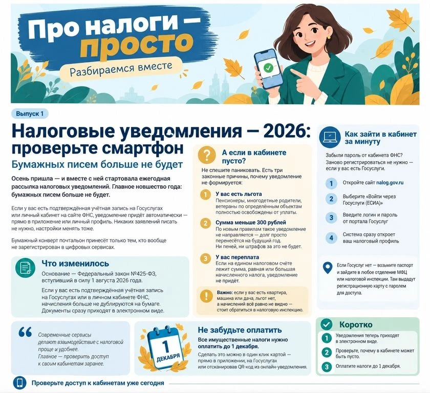 Налоговые уведомления — 2026: загляните в свой смартфон, рассылка уже началась!