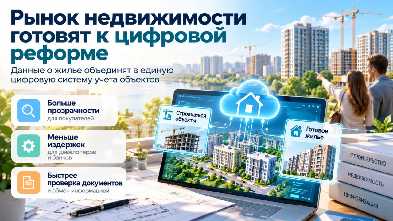 Рынок недвижимости готовят к цифровой реформе: данные о жилье объединят в единую цифров...