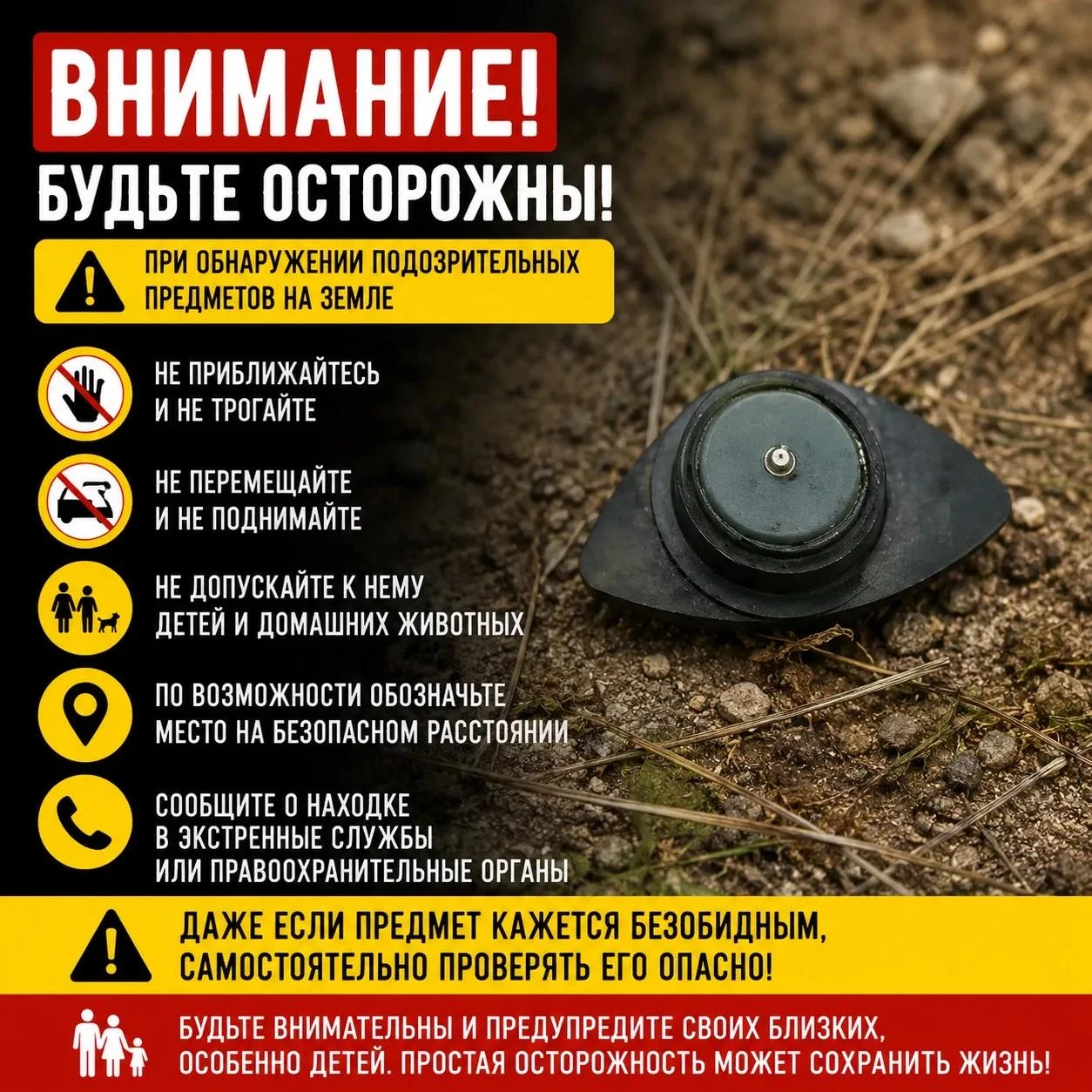 ⚠️ Внимание! Будьте предельно осторожны при обнаружении подозрительных предметов