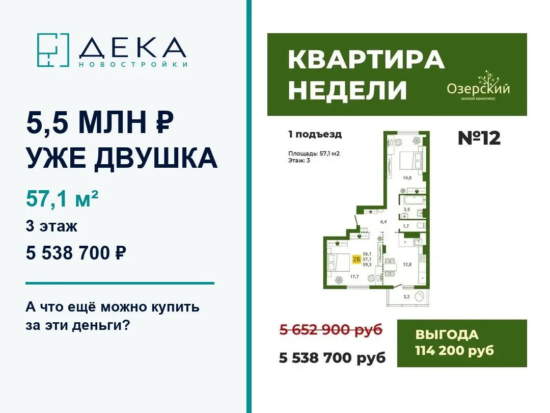 💰 За 5,5 млн ₽ в Пензе уже можно смотреть полноценную двушку