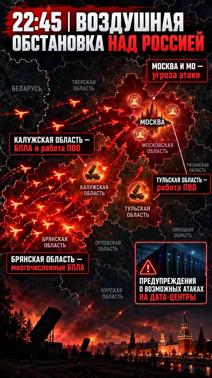 22:45 | Воздушная обстановка над Россией — 12 октября