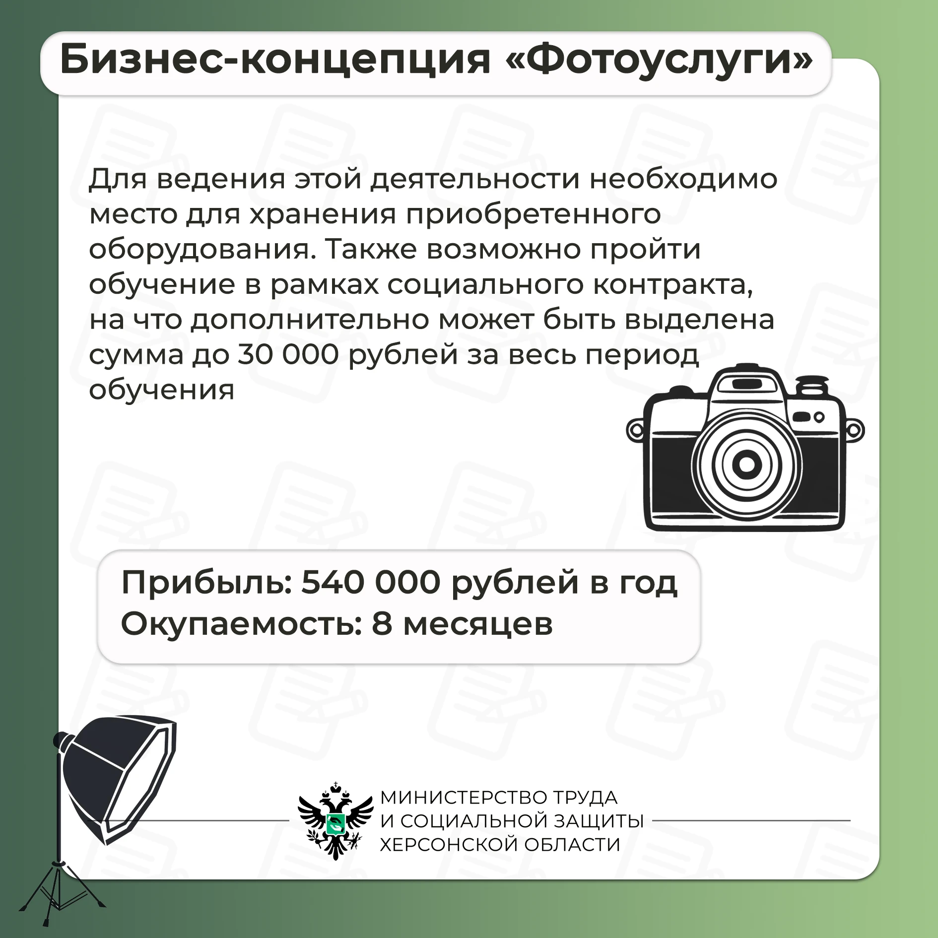 Готовые решения для открытия своего дела по социальному контракту