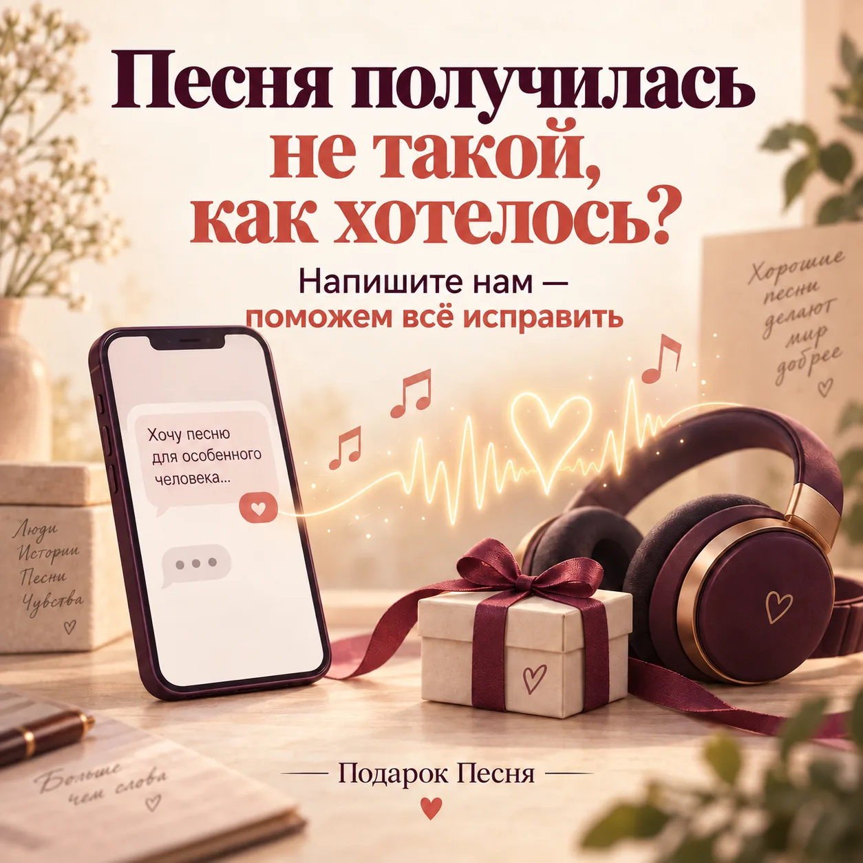Песня получилась не такой, как хотелось? Обязательно напишите нам! Расскажите, что хоче...