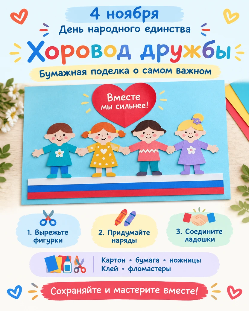 Шаблоны поделки «Хоровод дружбы» 🤝❤️